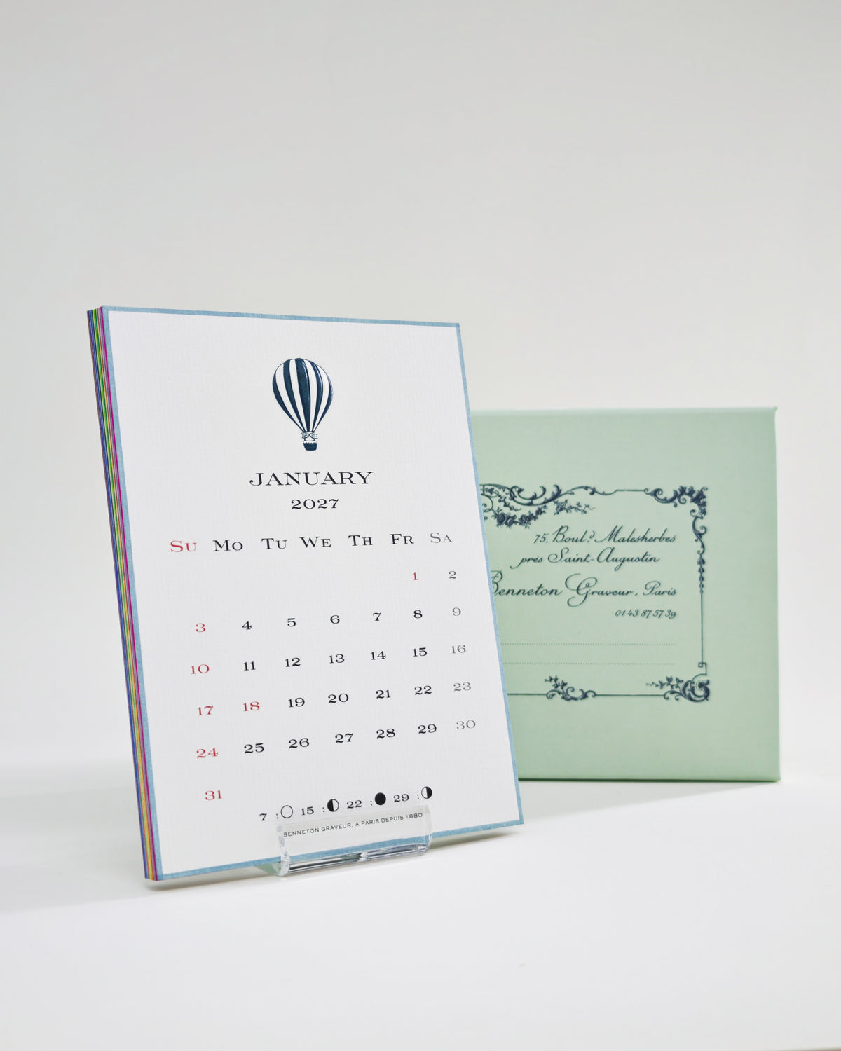 Calendrier 2027 version anglaise