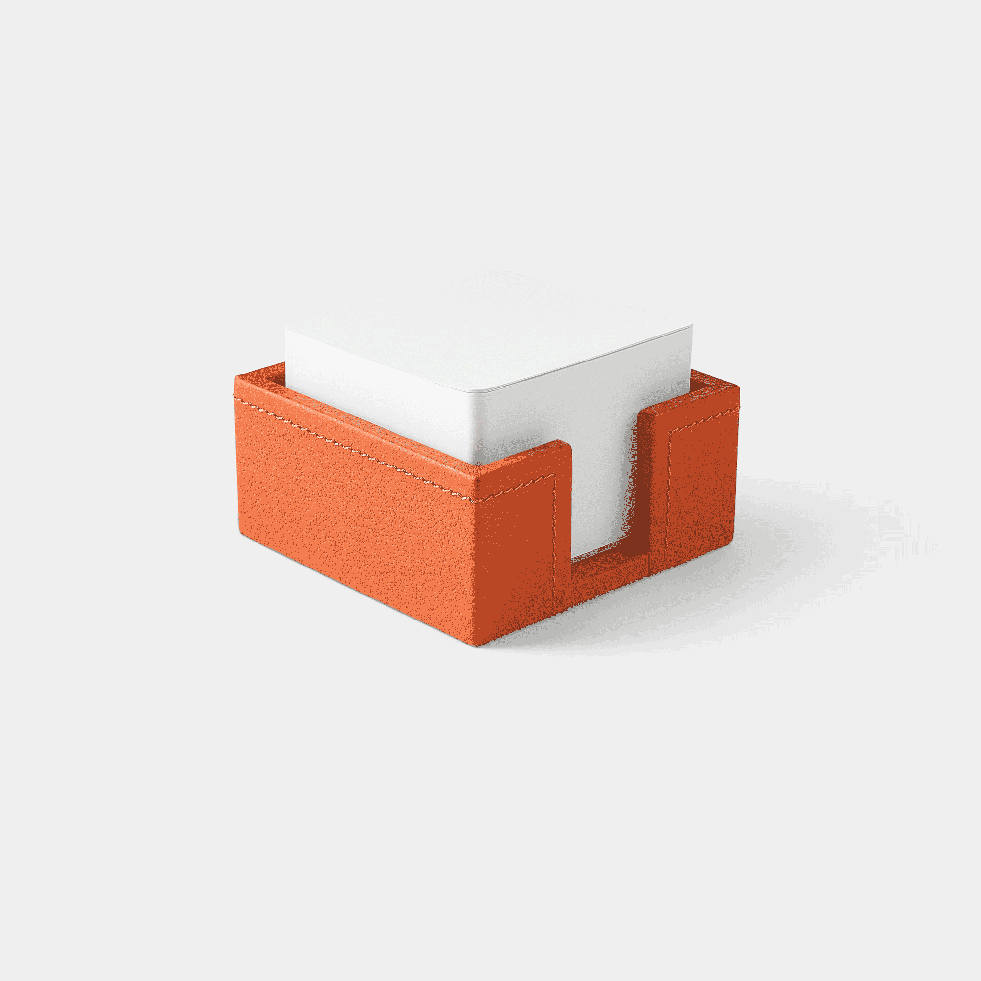 Bloc cube mémo en cuir orange Benneton Graveur