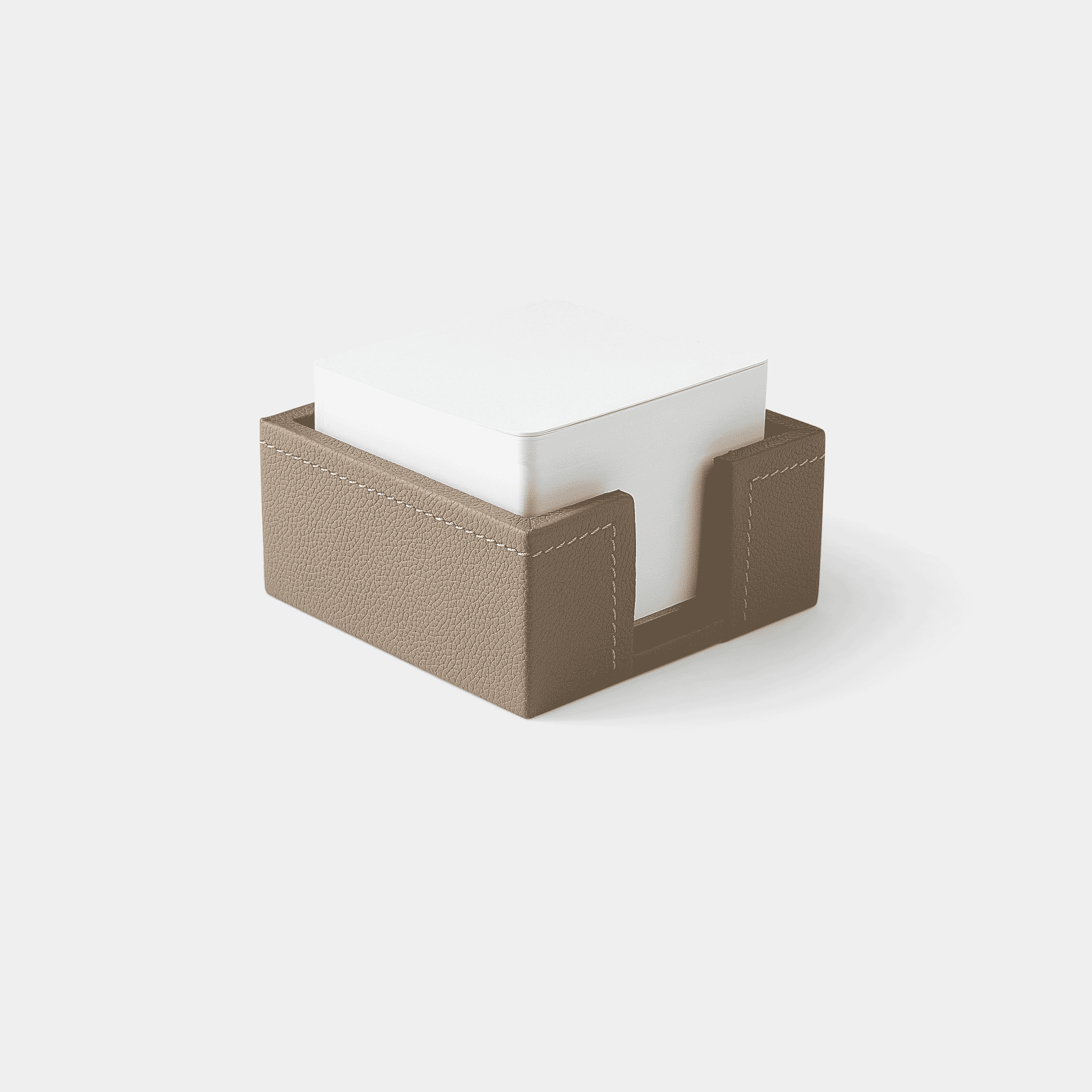 Bloc cube mémo en cuir taupe Benneton Graveur