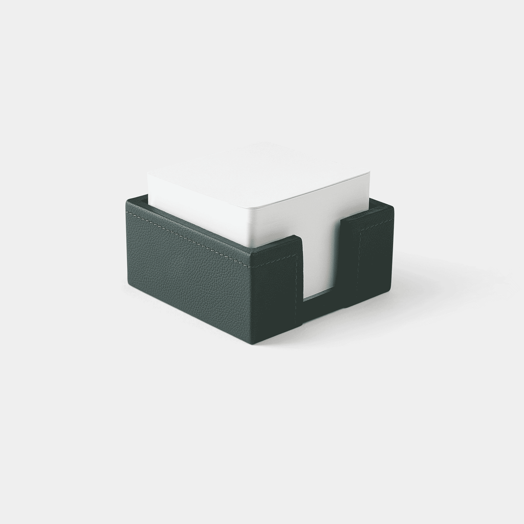 Bloc cube mémo en cuir vert Benneton Graveur