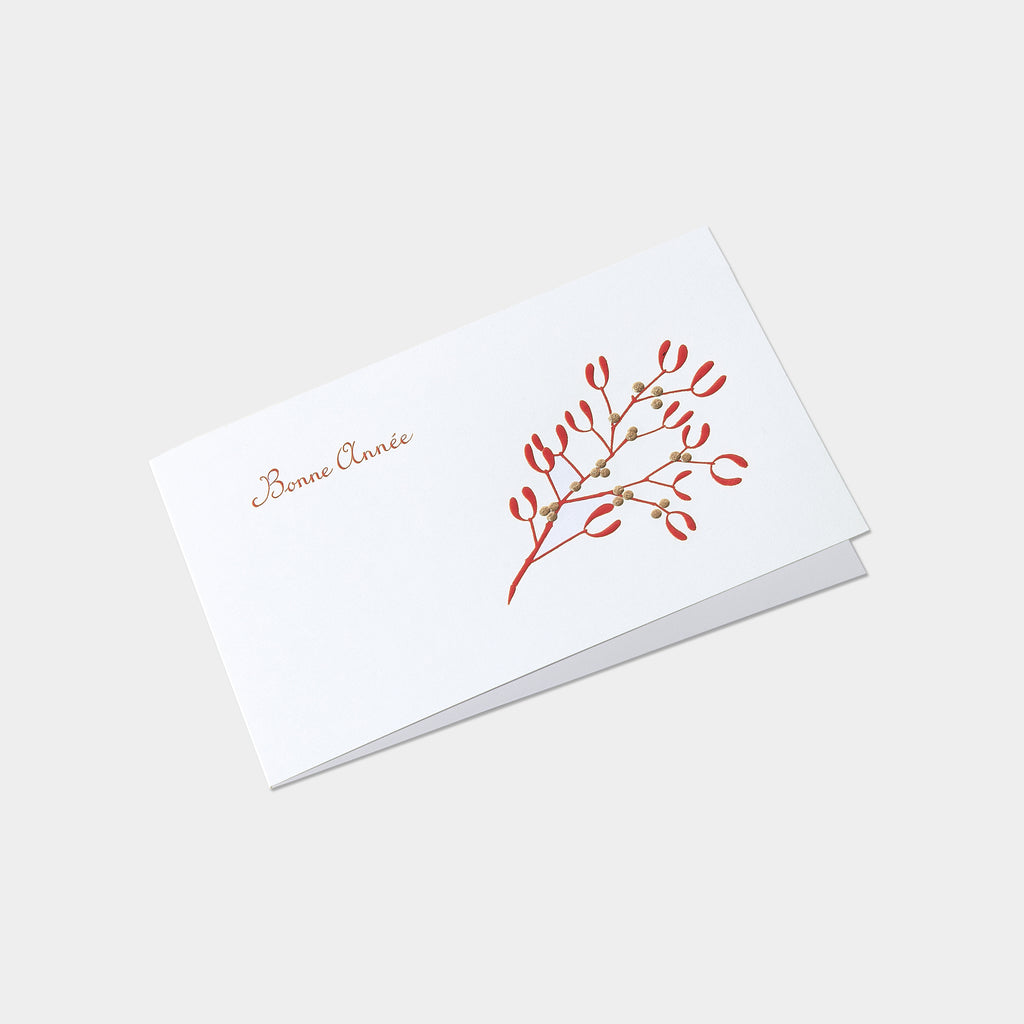 Carte festive motif bonne année gui 