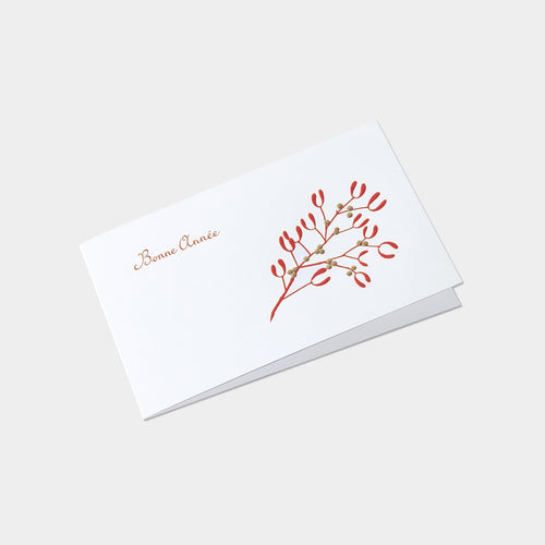 Carte festive motif bonne année gui 
