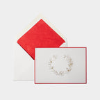 Carte festive motif couronne or et son enveloppe assortie rouge