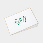 Carte festive motif gui or et vert