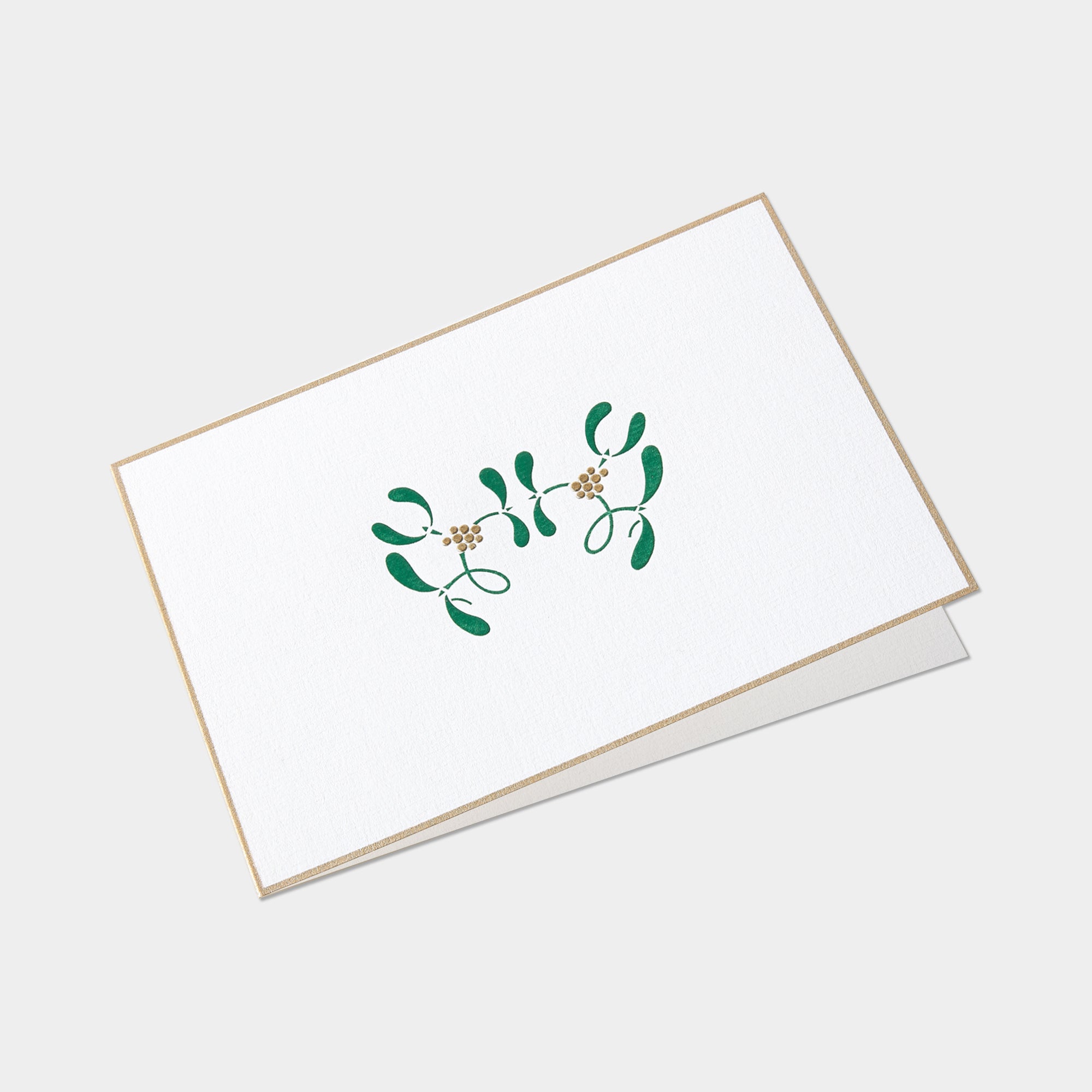 Carte festive motif gui or et vert