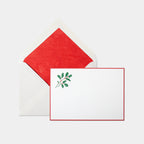 Carte festive motif houx et son enveloppe assortie rouge