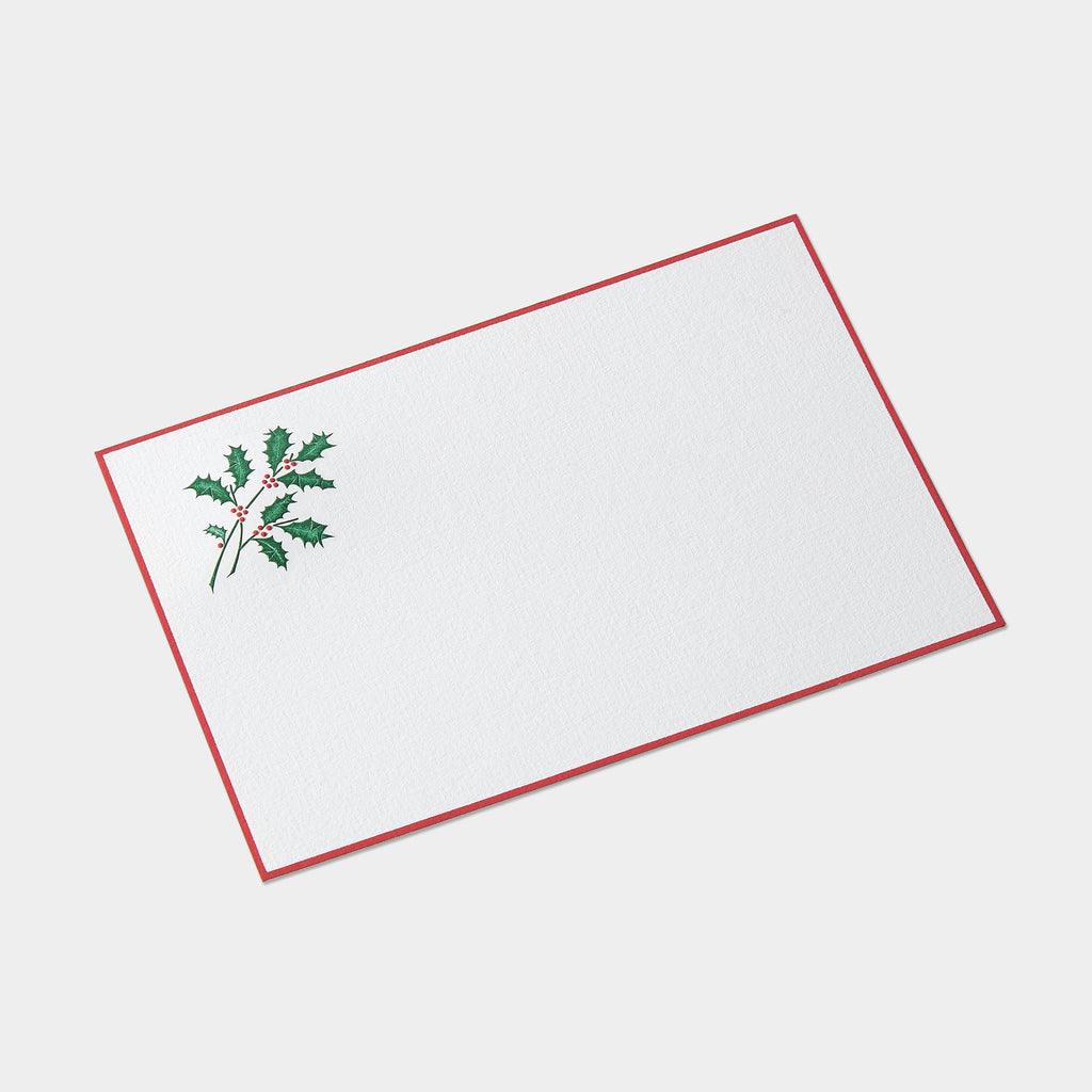 Carte festive motif houx rouge