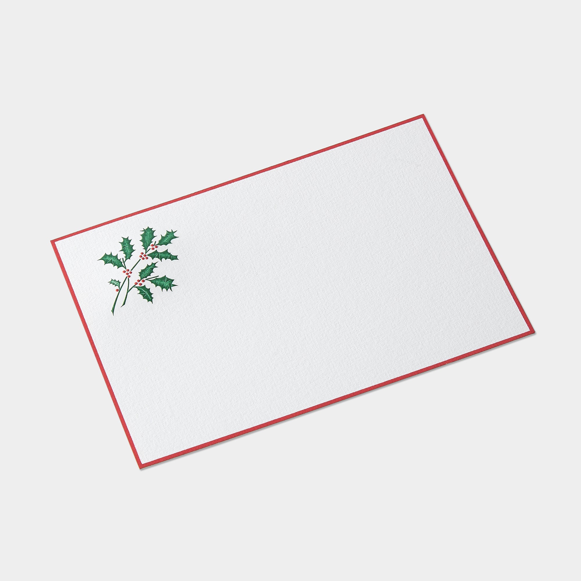 Carte festive motif houx rouge