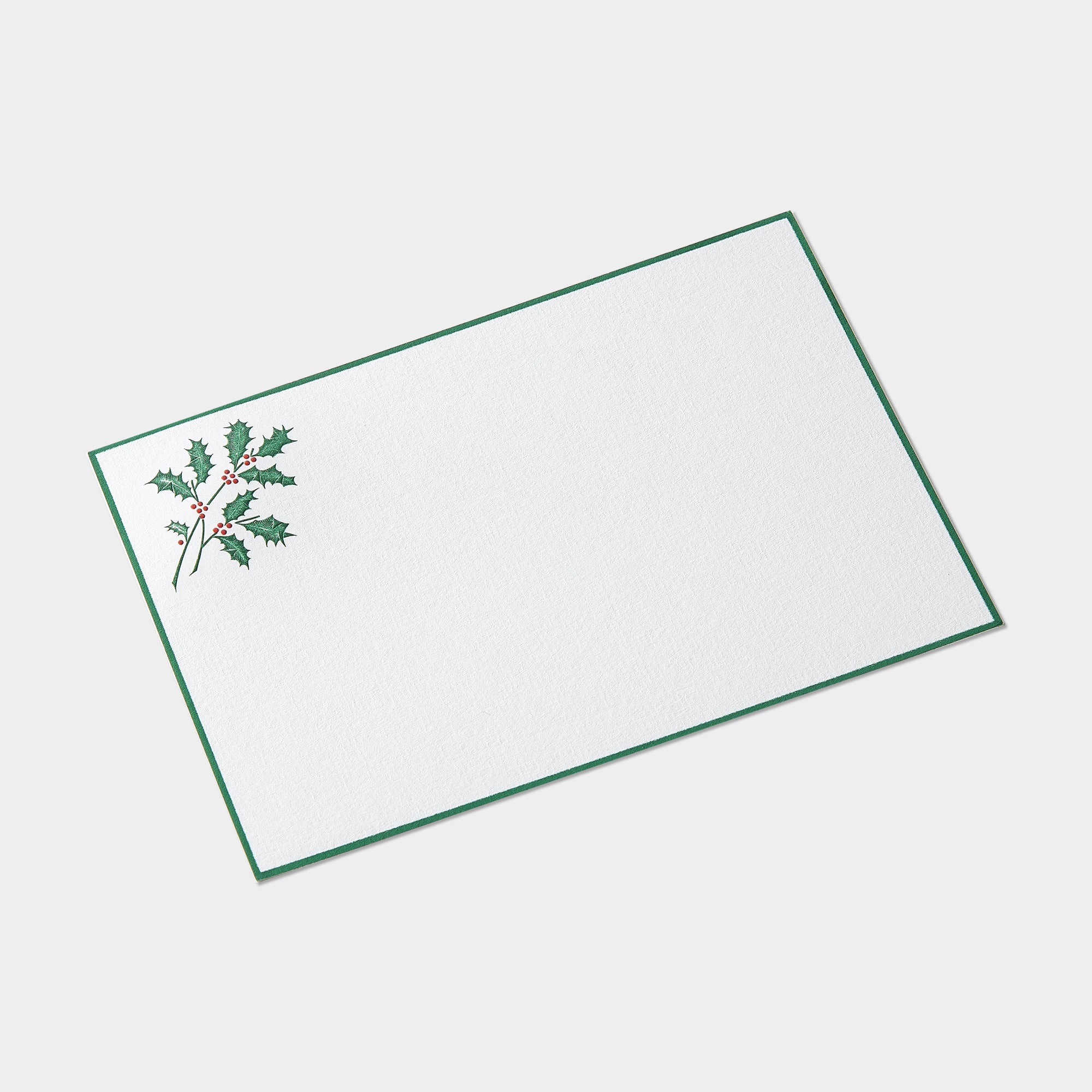 Carte festive motif houx vert