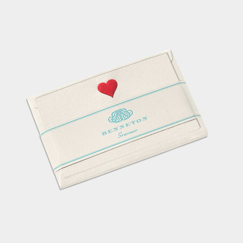 Cartes Coeur rouge Benneton Graveur