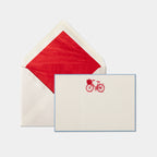 Carte et enveloppe assortie motif bicyclette rouge