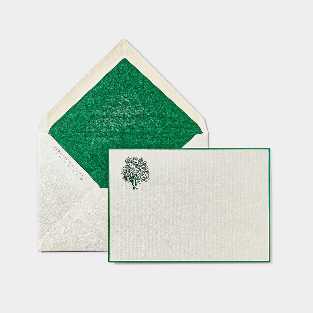Carte et enveloppe assortie motif Arbre vert