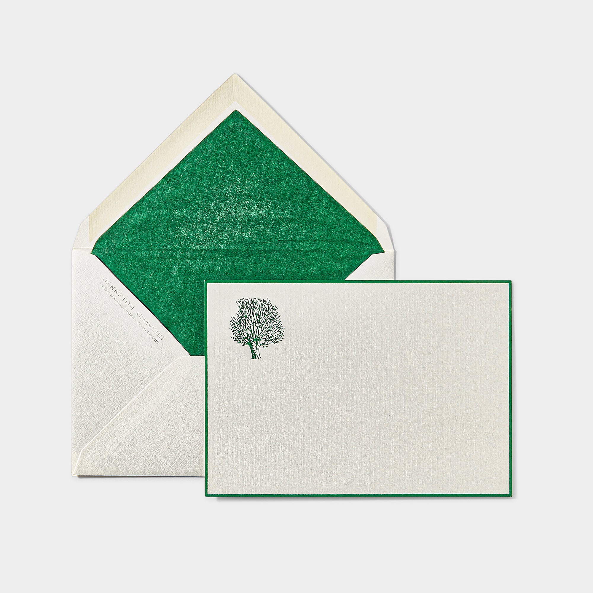 Carte et enveloppe assortie motif Arbre vert