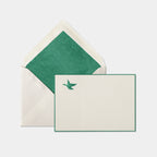 Carte et enveloppe assortie motif canard vert-emeraude