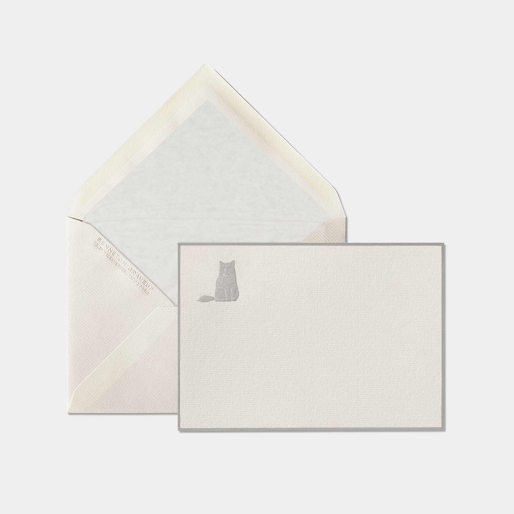 Carte et enveloppe assortie motif chat gris