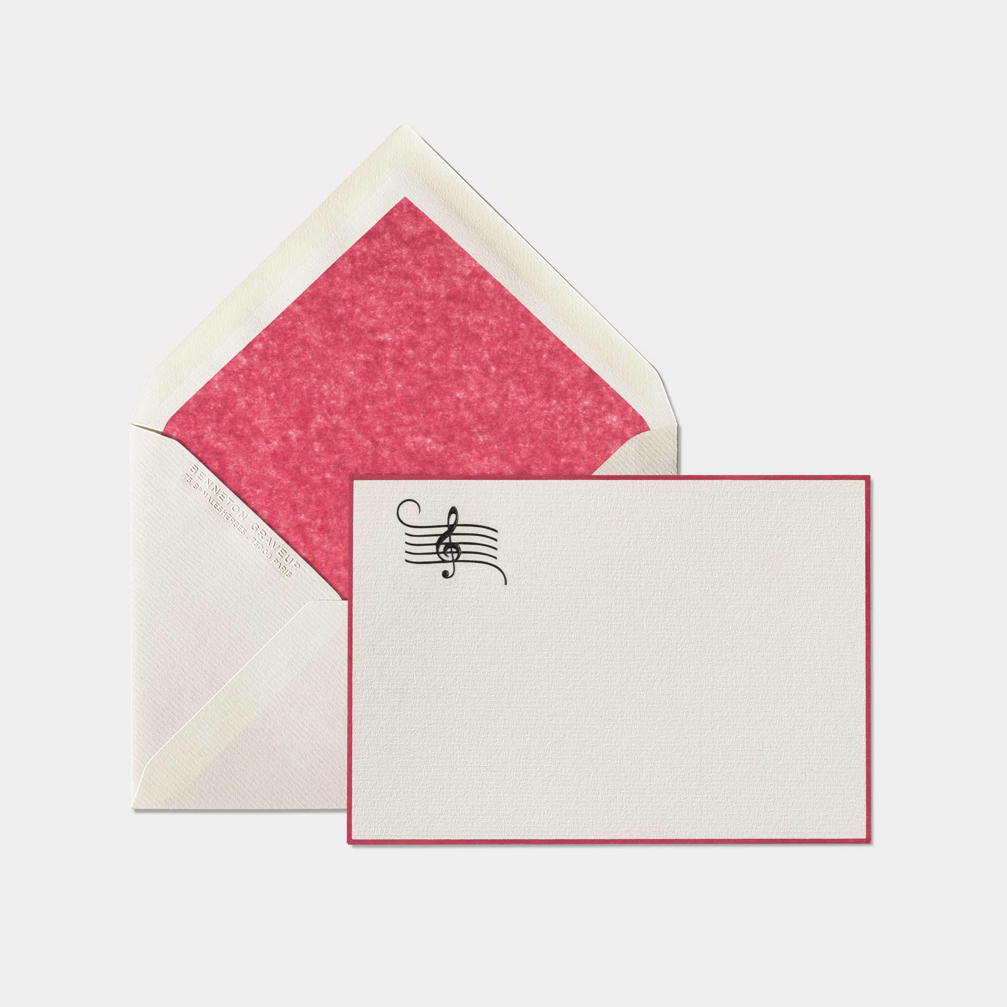Carte et enveloppe assortie motif cigare rose et noir 