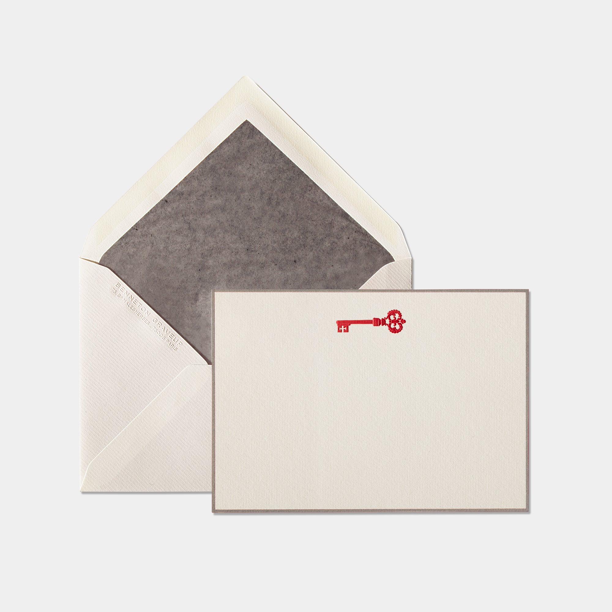 Carte et enveloppe assortie motif cigare rouge et gris 