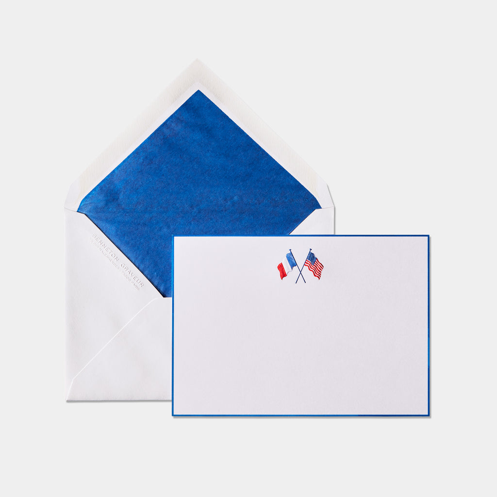 Carte et enveloppe assortie motif drapeau bleu