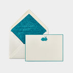 Carte et enveloppe assortie motif lapin d'amour bleu turquoise 