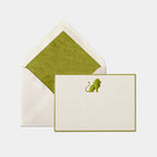 Carte et enveloppe assortie motif lion vert kaki