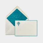 Carte et enveloppe assortie motif montgolfiere bleu turquoise 