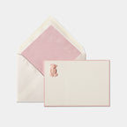 Carte et enveloppe assortie motif ourson tim rose pale 