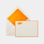 Carte et enveloppe assortie motif rhinoceros orange