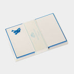 Coffret cartes de correspondance motif Avion bleu bordures Bleu Roi - Benneton Graveur