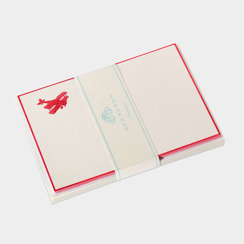 Coffret cartes de correspondance motif Avion Rouge  bordures Rouge - Benneton Graveur