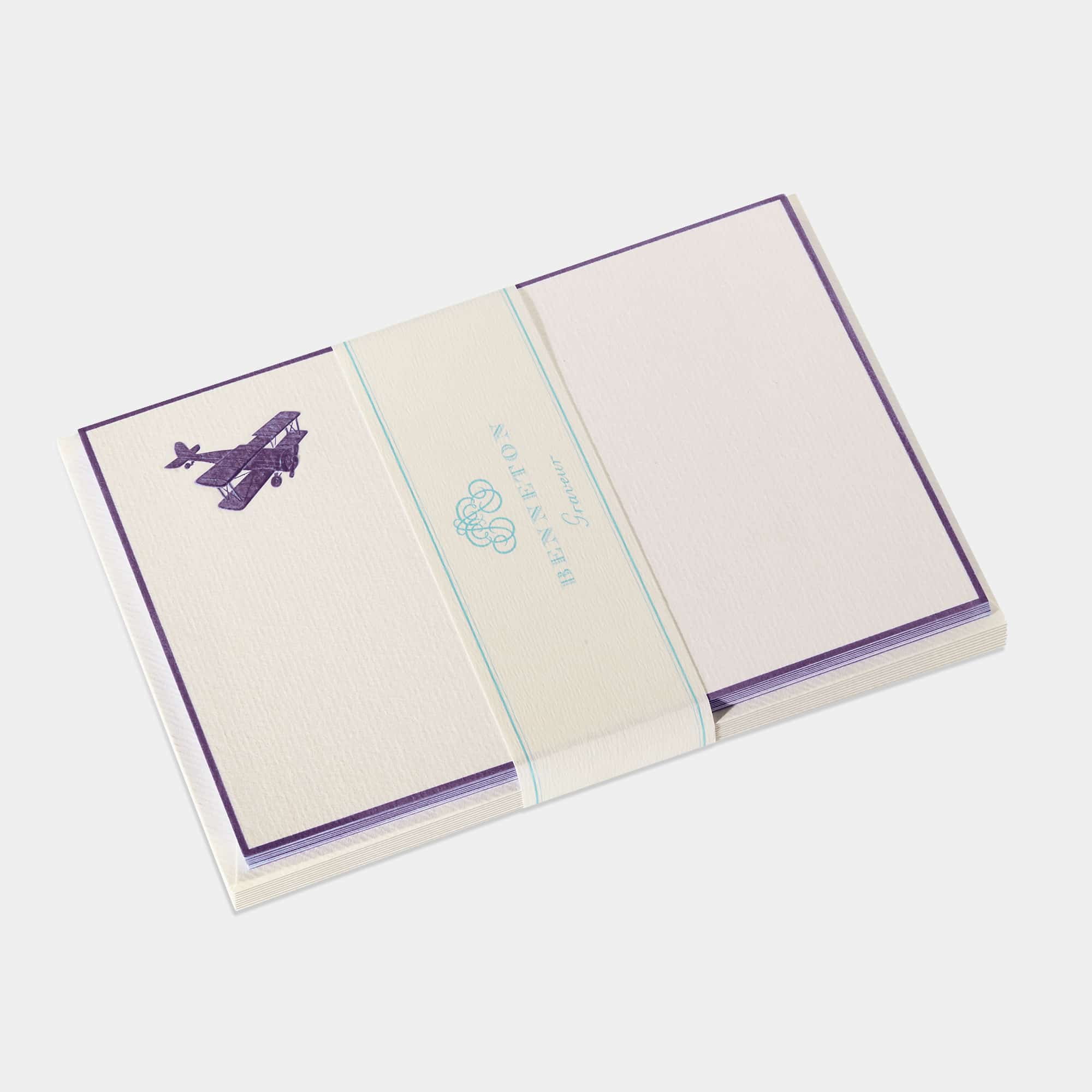 Coffret cartes de correspondance Avion bordures Violet - Benneton Graveur