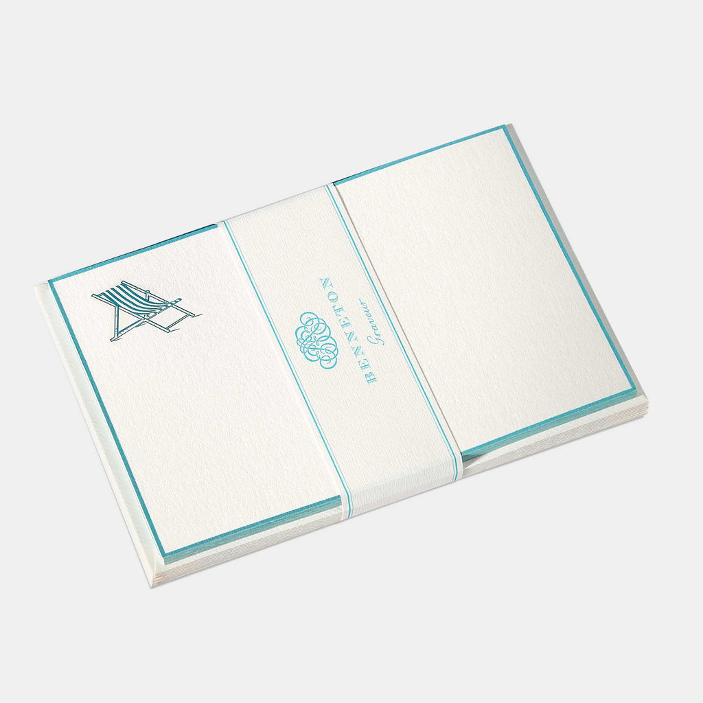 Cartes de correspondance bain de soleil bordures bleu turquoise- Benneton Graveur