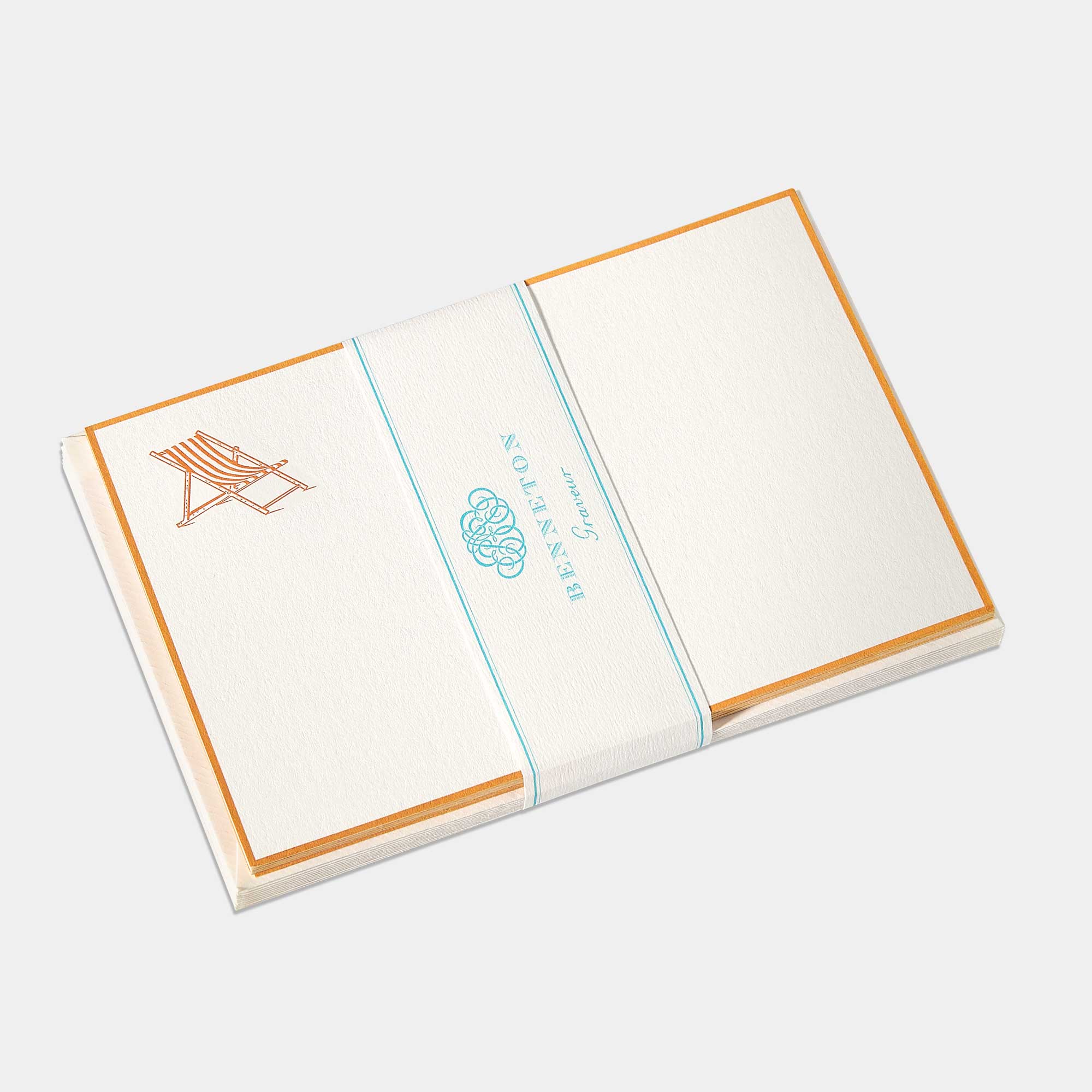 Cartes de correspondance bain de soleil bordures orange- Benneton Graveur