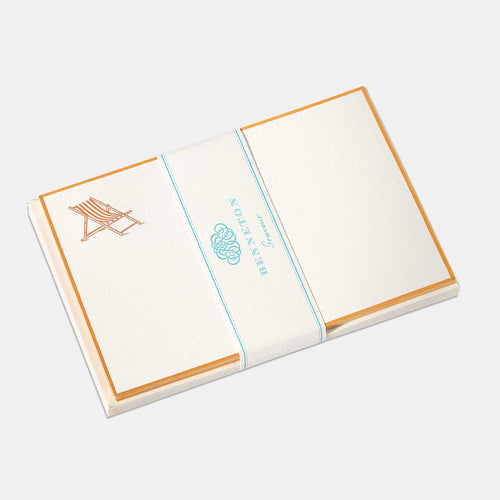 Cartes de correspondance bain de soleil bordures orange- Benneton Graveur