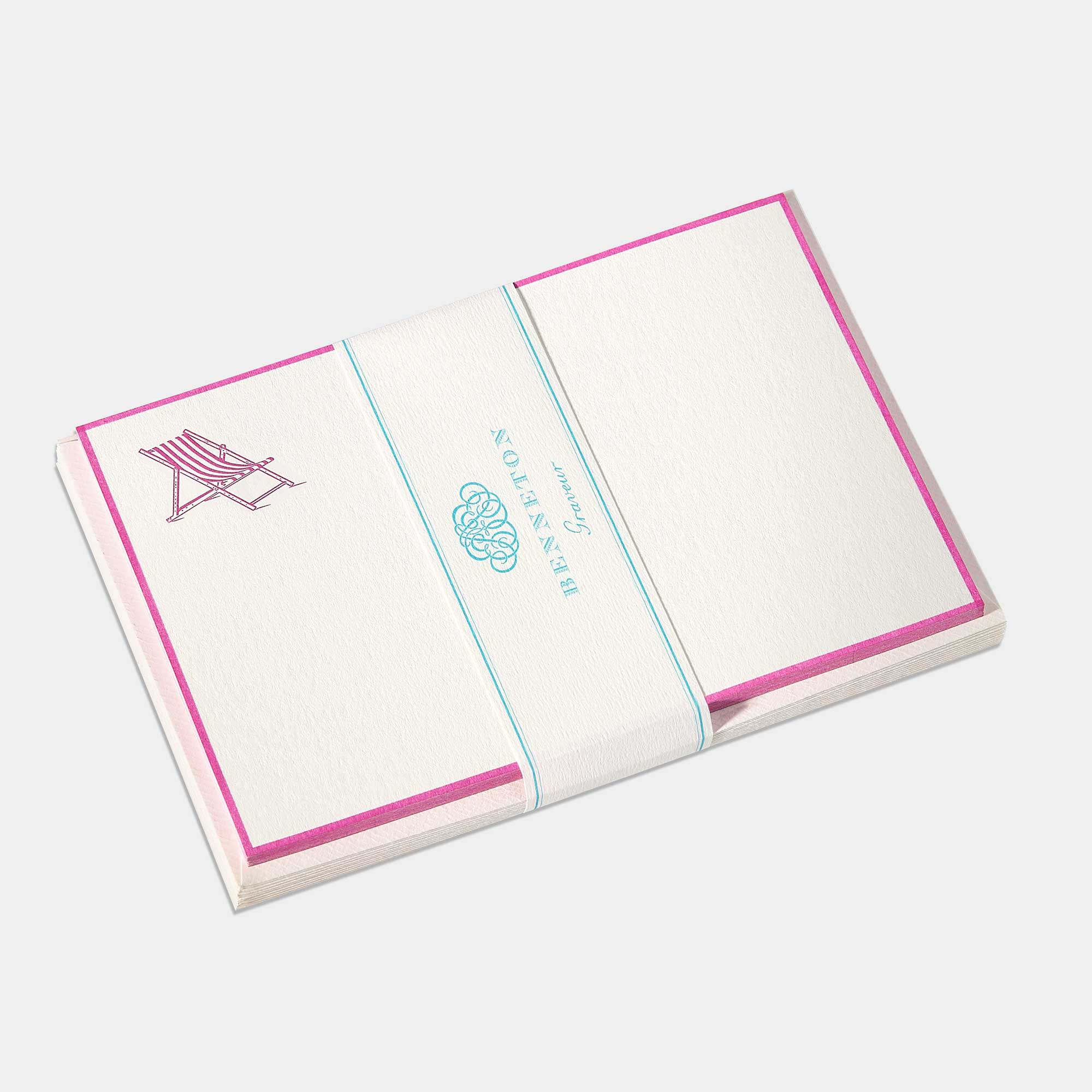 Cartes de correspondance bain de soleil bordures rose- Benneton Graveur