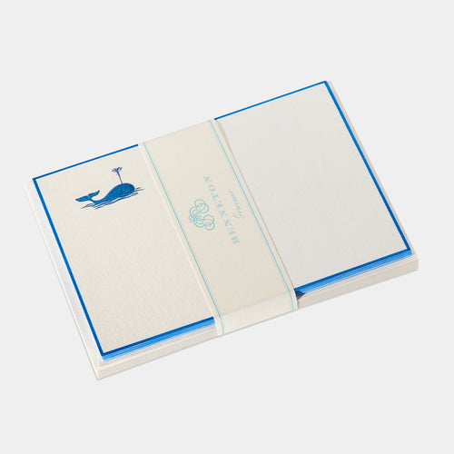 Cartes de correspondance baleine bordures bleu roi - Benneton Graveur