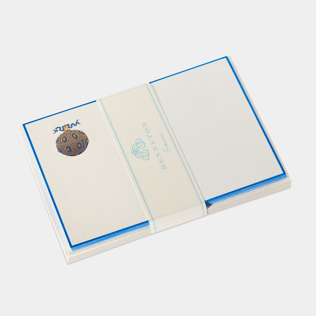 Cartes de correspondance Boule de noel bordures bleu - Benneton Graveur