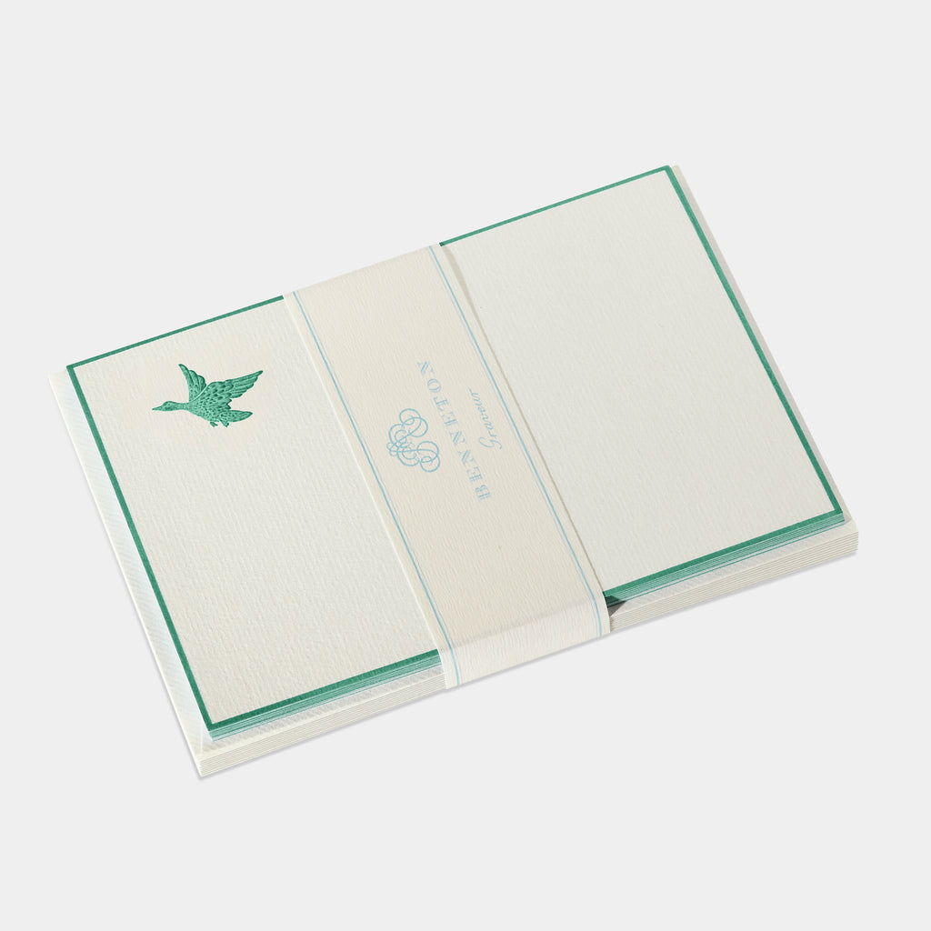 Cartes de correspondance de canard vert-emeraude Benneton Graveur