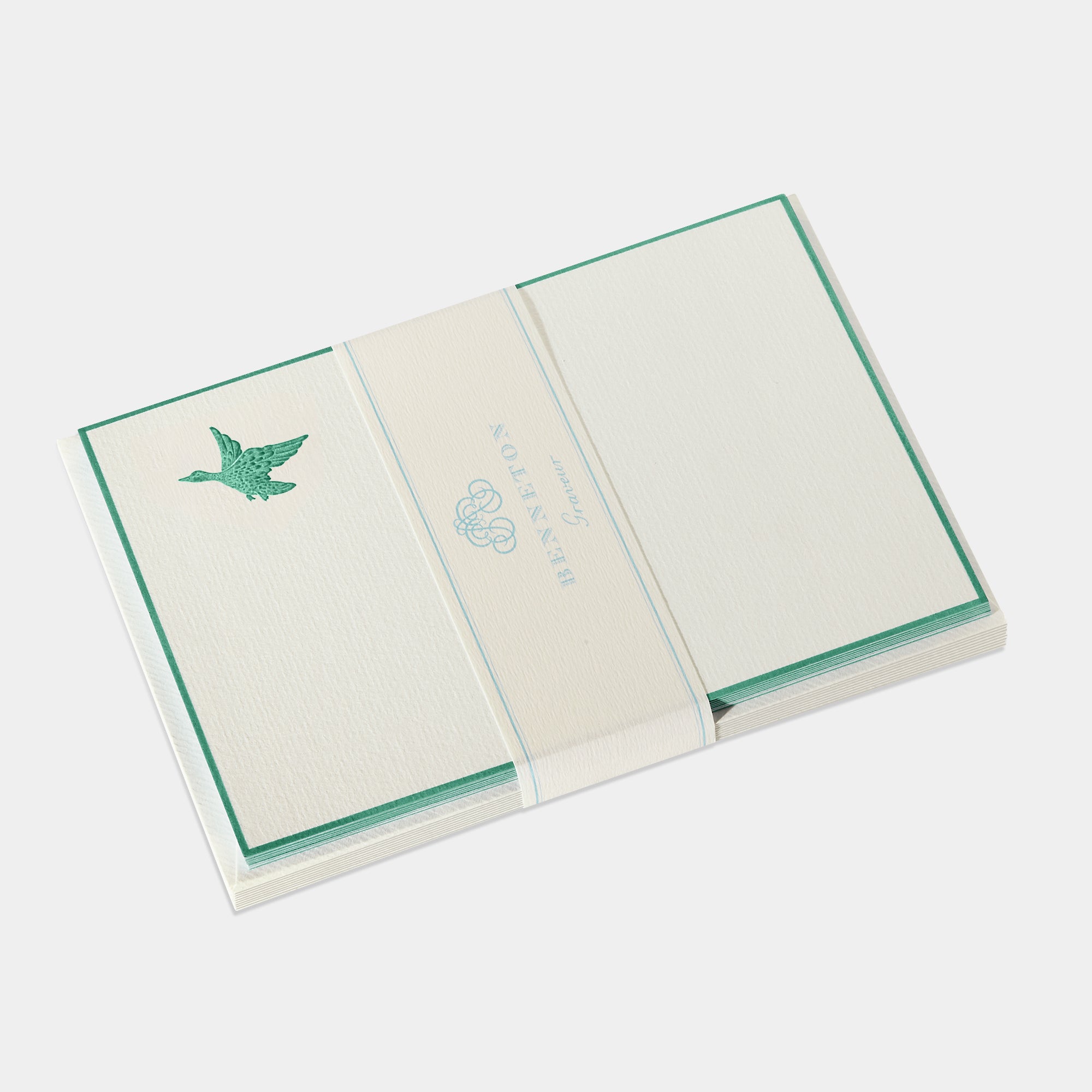 Cartes de correspondance de canard vert-emeraude Benneton Graveur