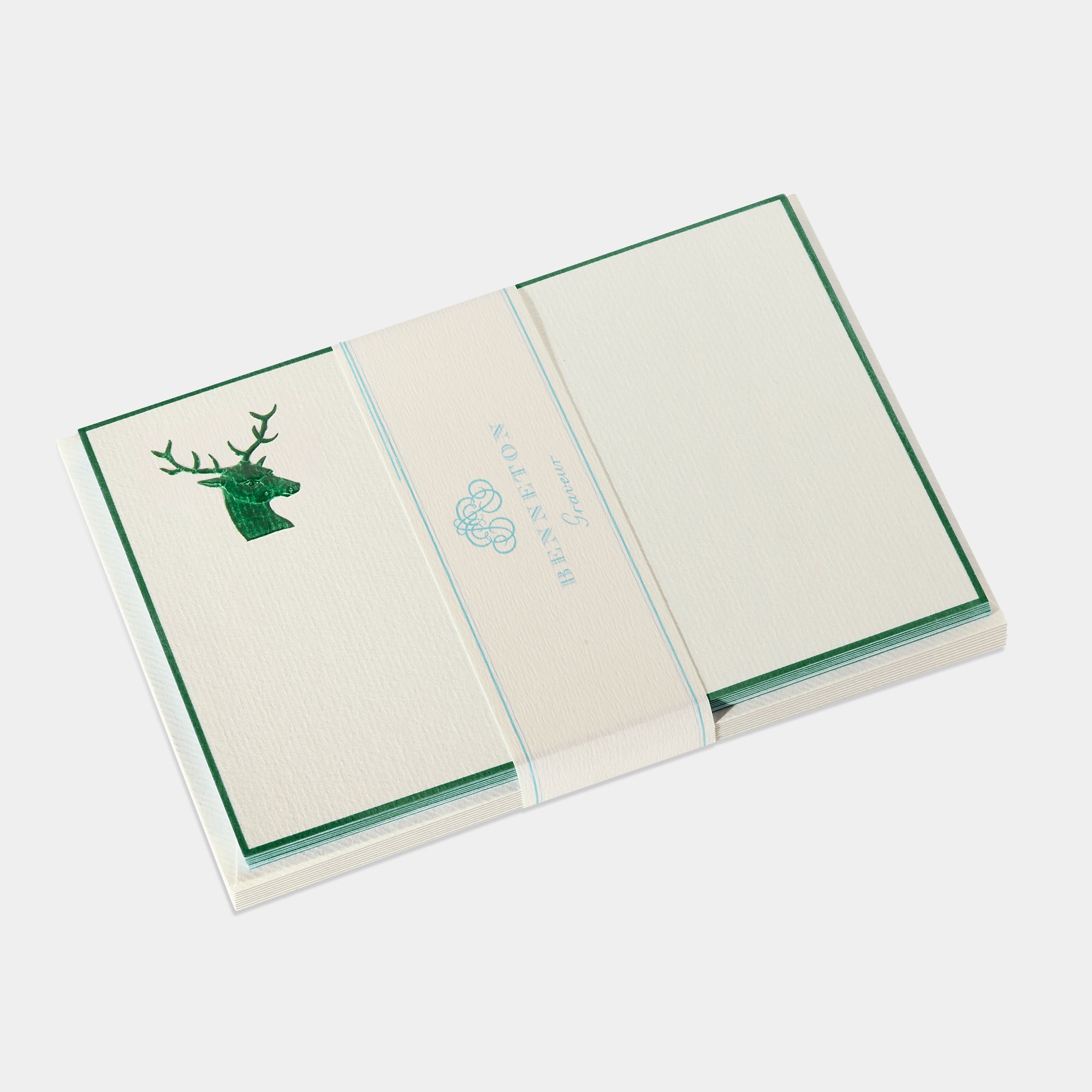 Cartes de correspondance de cerf vert sapin Benneton Graveur