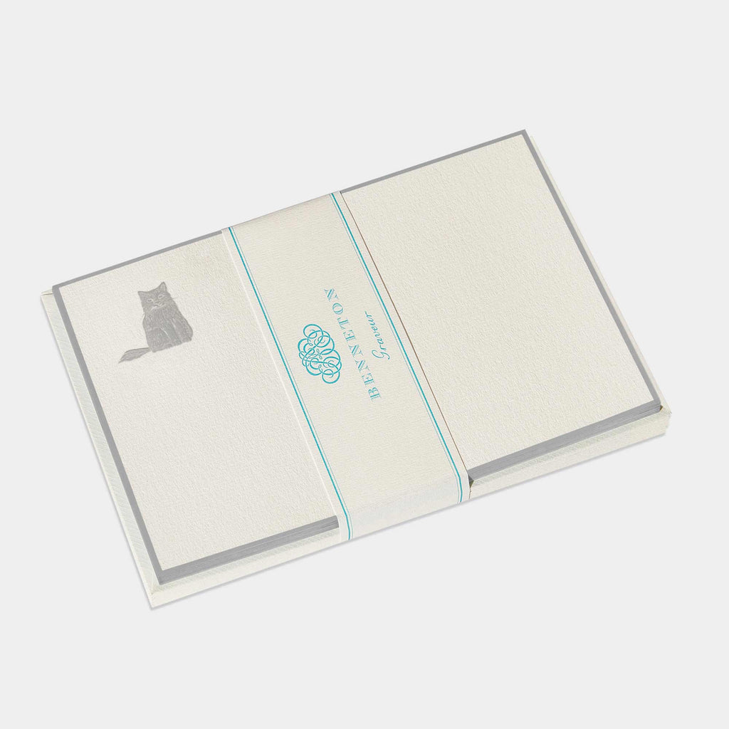 Cartes de correspondance de chat gris Benneton Graveur