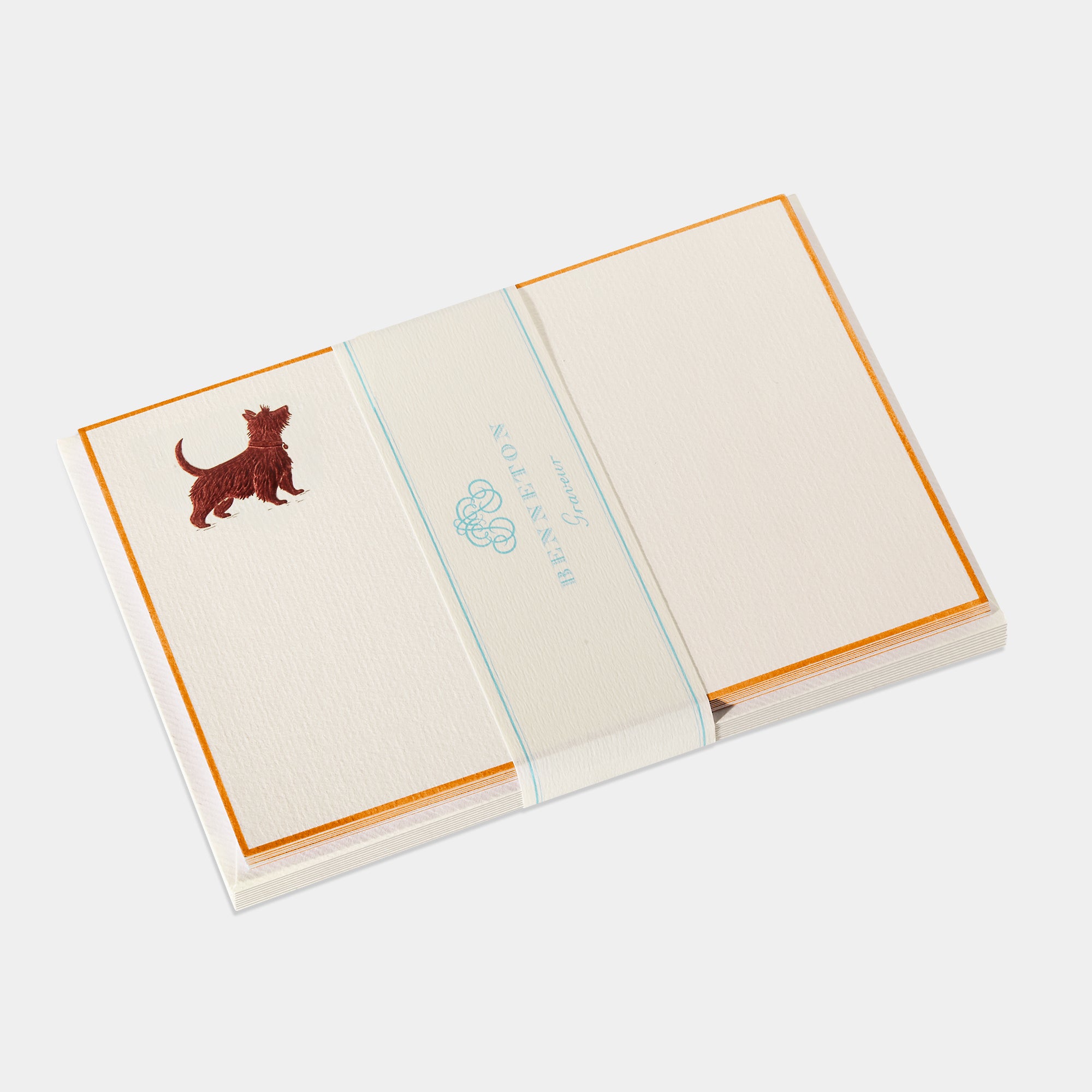 Cartes de correspondance chien bordures orange - Benneton Graveur