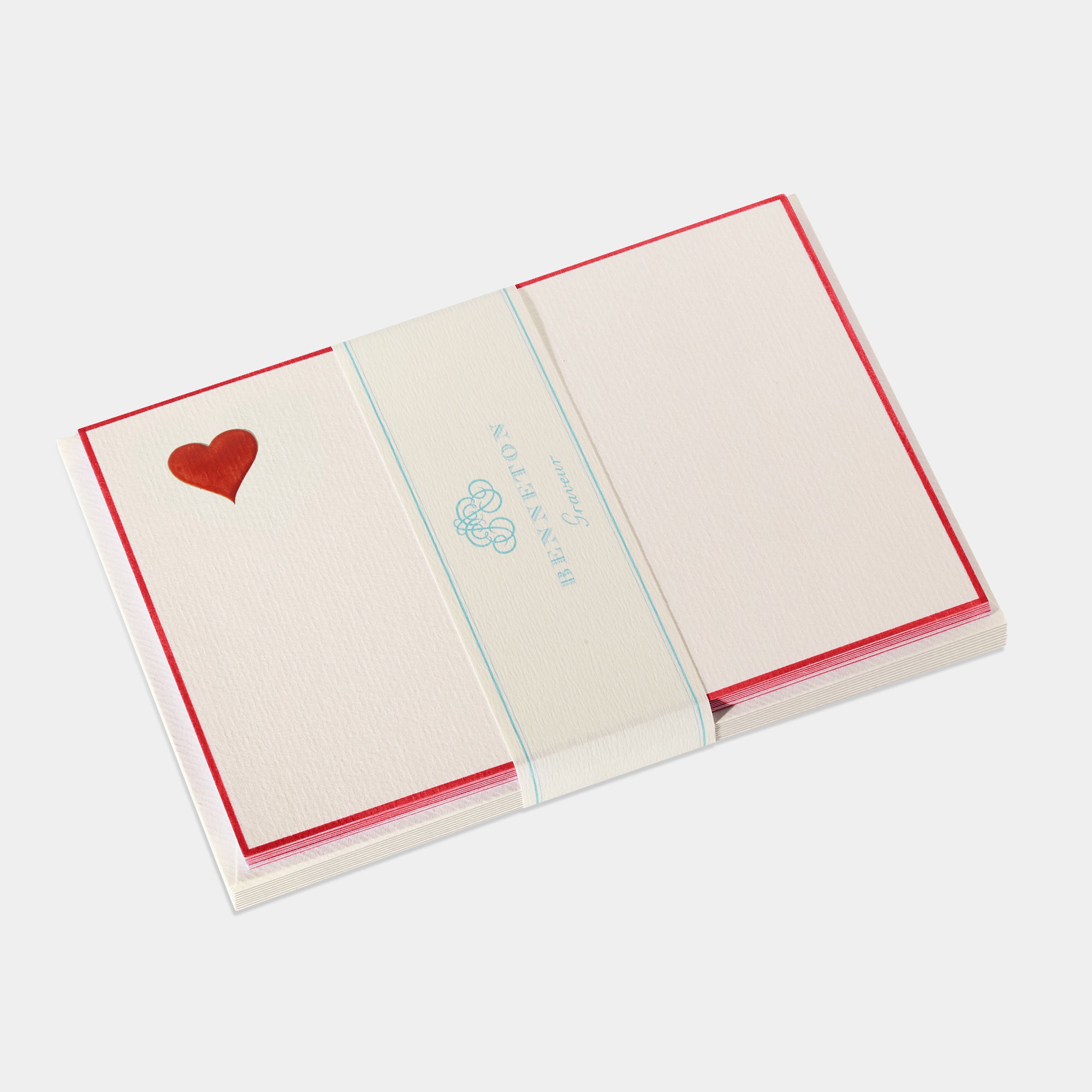 Cartes de correspondance de coeur rouge Benneton Graveur