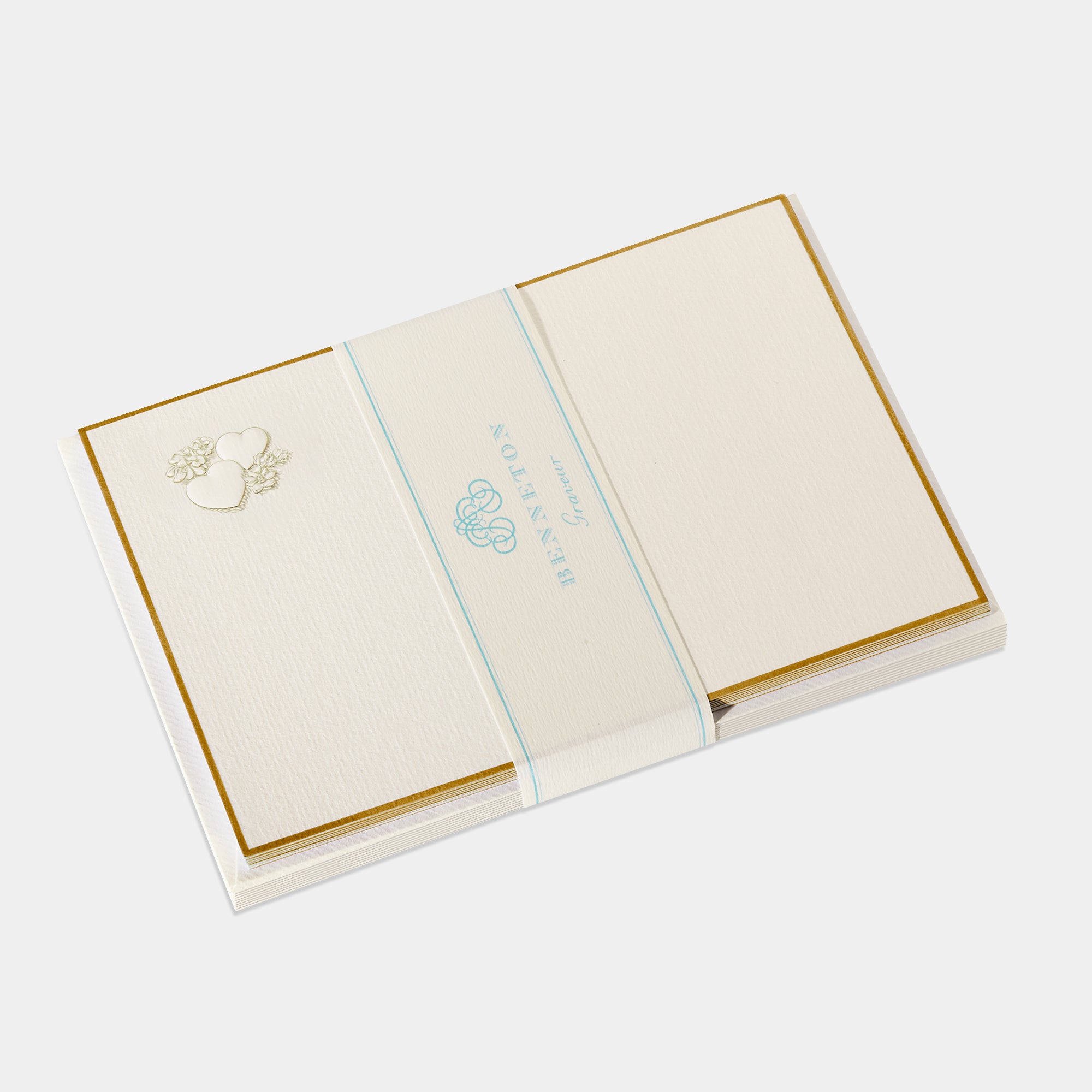 Cartes de correspondance de coeur fleuris or Benneton Graveur