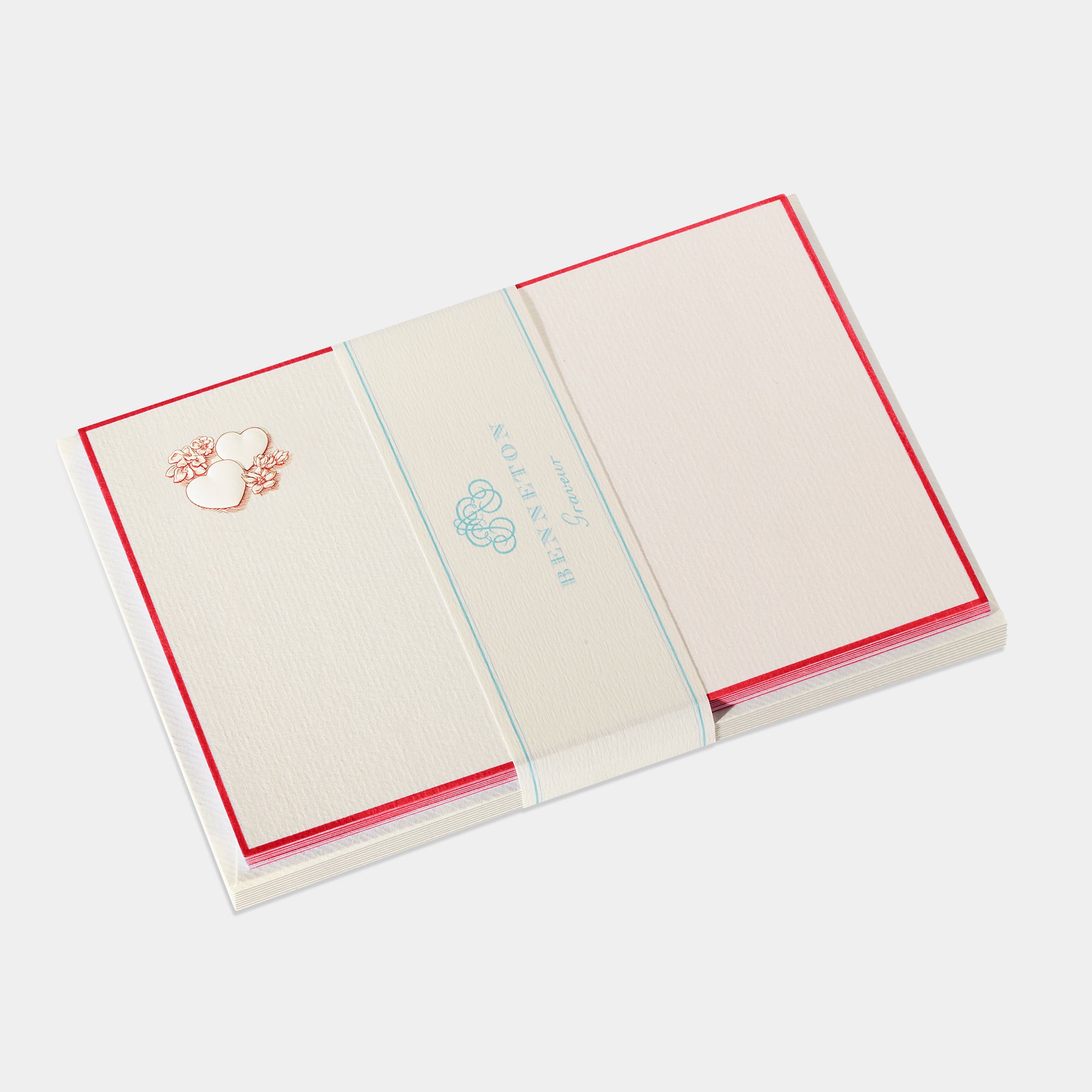 Cartes de correspondance de coeur fleuris rouge Benneton Graveur