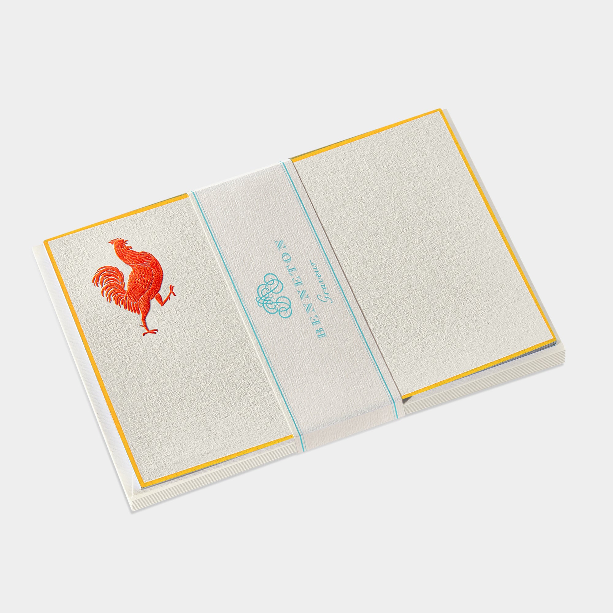 Cartes de correspondance de coq rouge et jaune Benneton Graveur