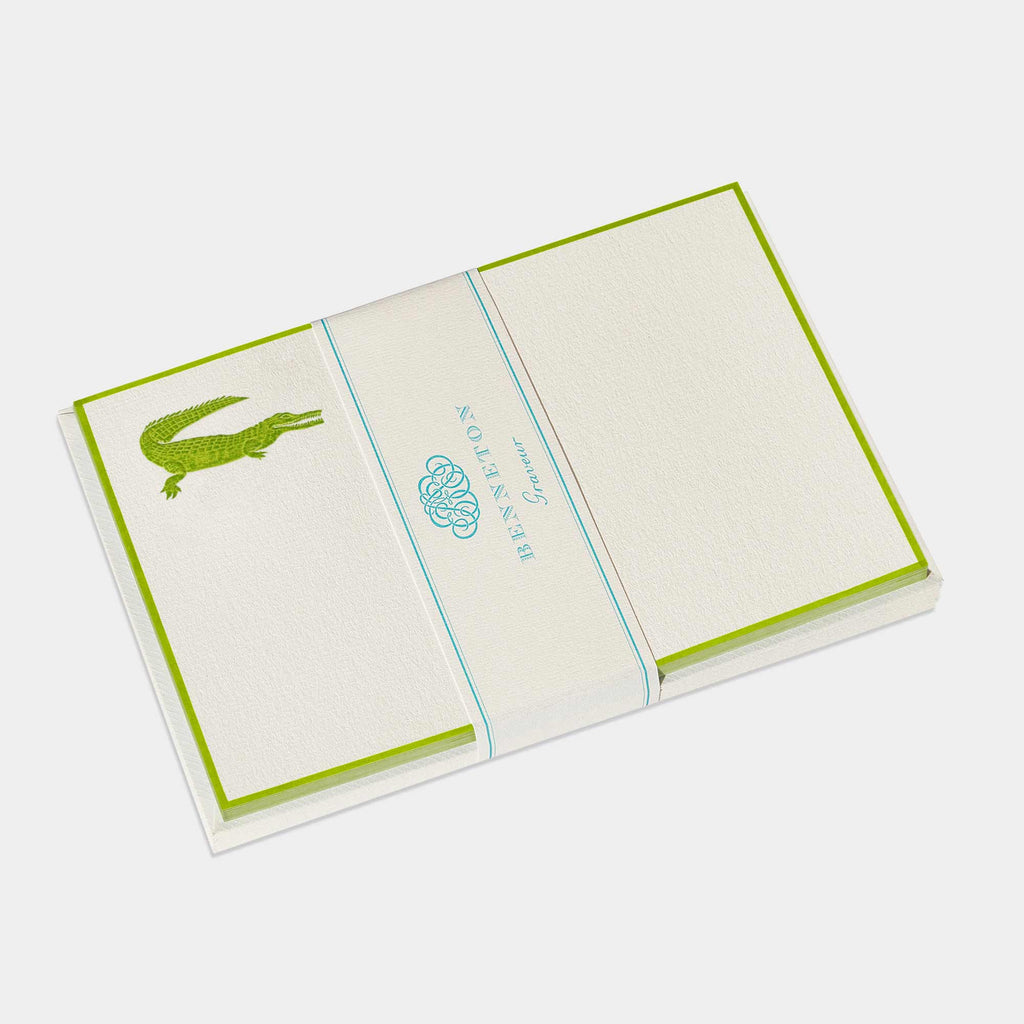 Cartes de correspondance de crocodile vert anis - Benneton Graveur