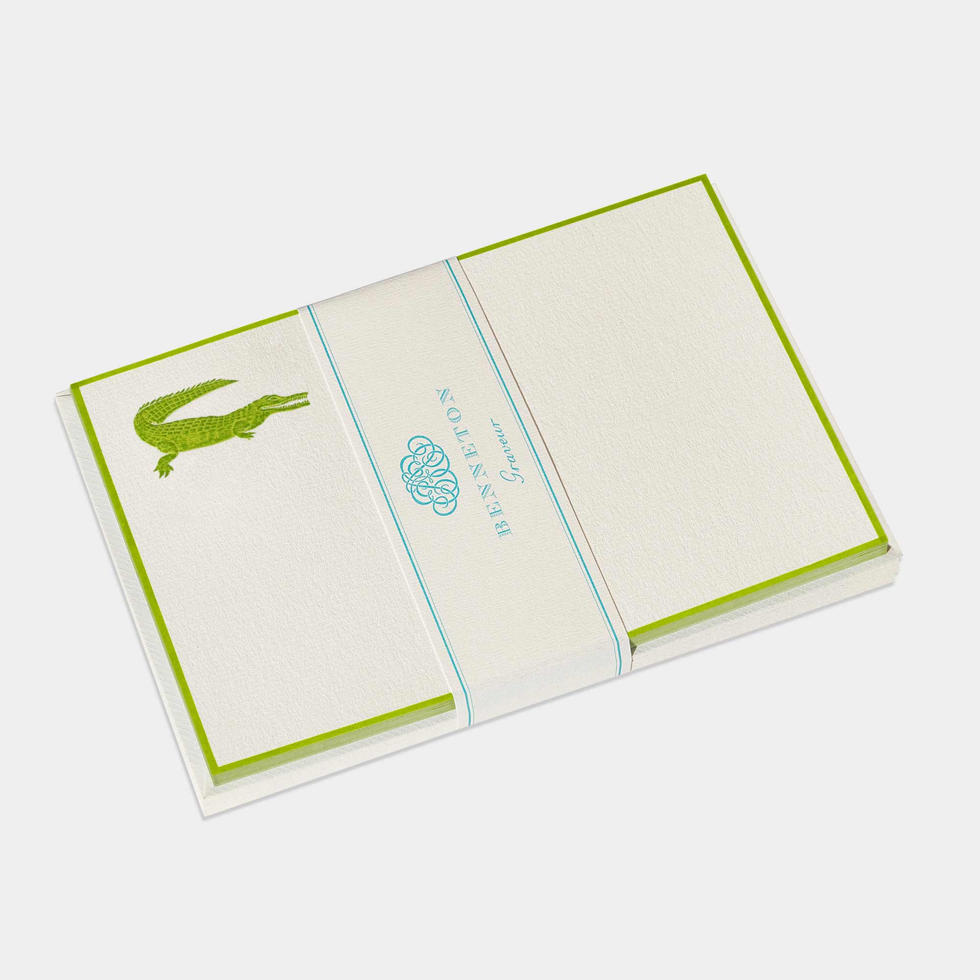 Cartes de correspondance de crocodile vert anis - Benneton Graveur