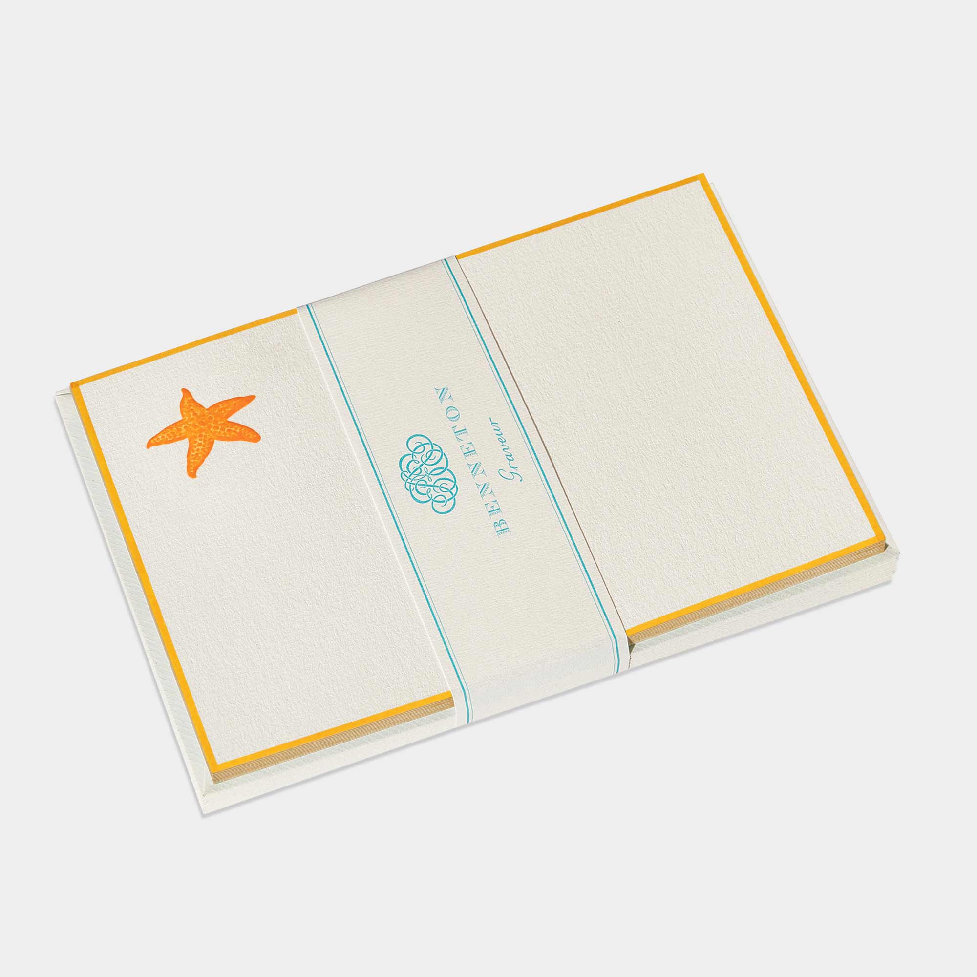 Cartes de correspondance de etoile de mer jaune- Benneton Graveur