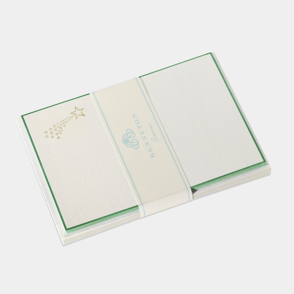Cartes de correspondance de etoile filante doré et vert- Benneton Graveur