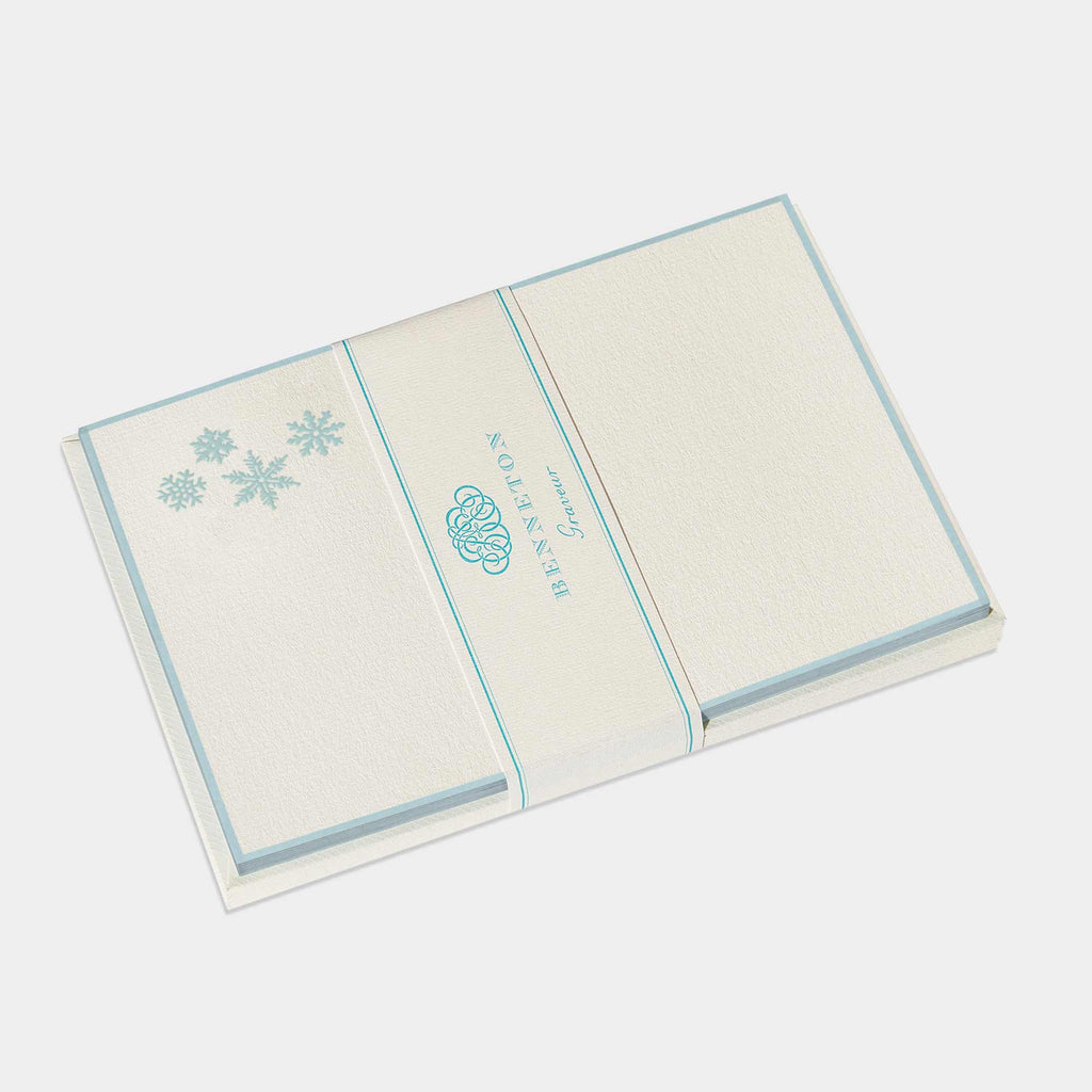 Cartes de correspondance de flocons bleu-ciel- Benneton Graveur